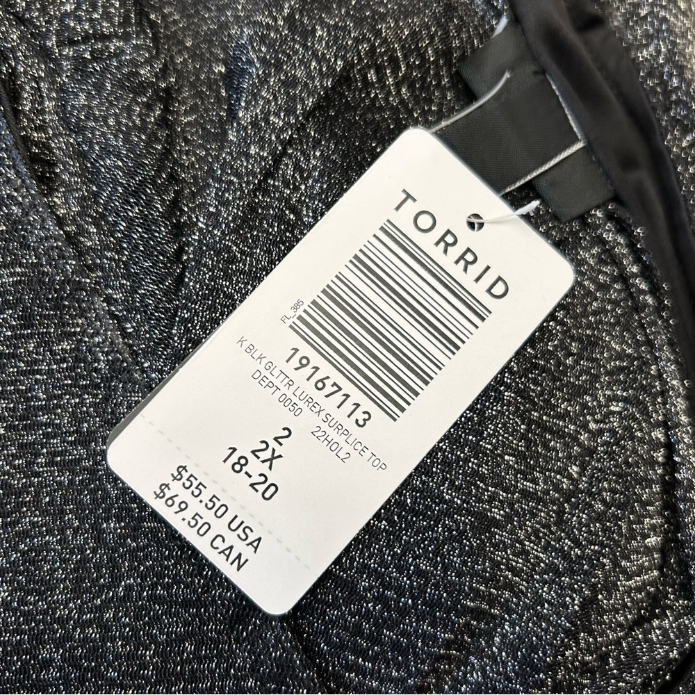 NWT TORRID Lurex Surplice Top in Black Shimmer - Picture 11 of 13